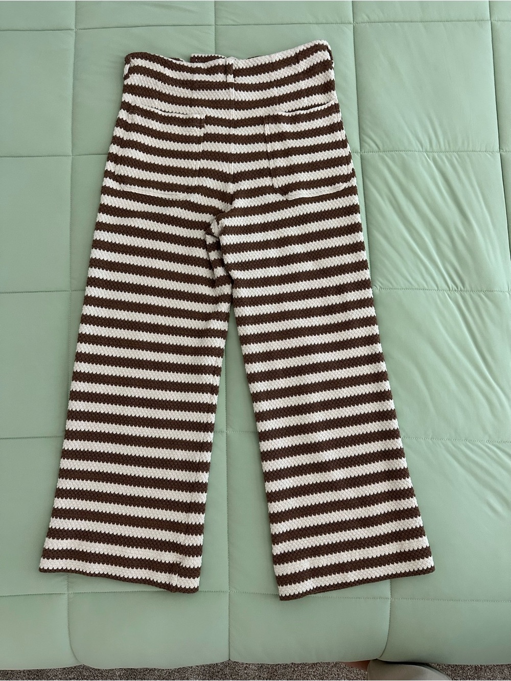 Maeve Colette Knit High-Rise Wide-Leg Cropped Pants (brown and cream striped) - Picture 4 of 6